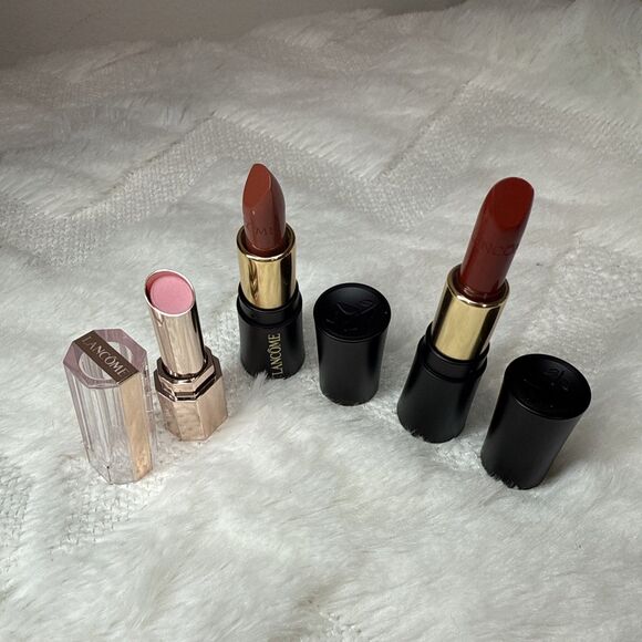3x Lancome Lipstick -274 French Tea +196 French Touch +Lip Idle 10 Keep It Glowy - Picture 1 of 3